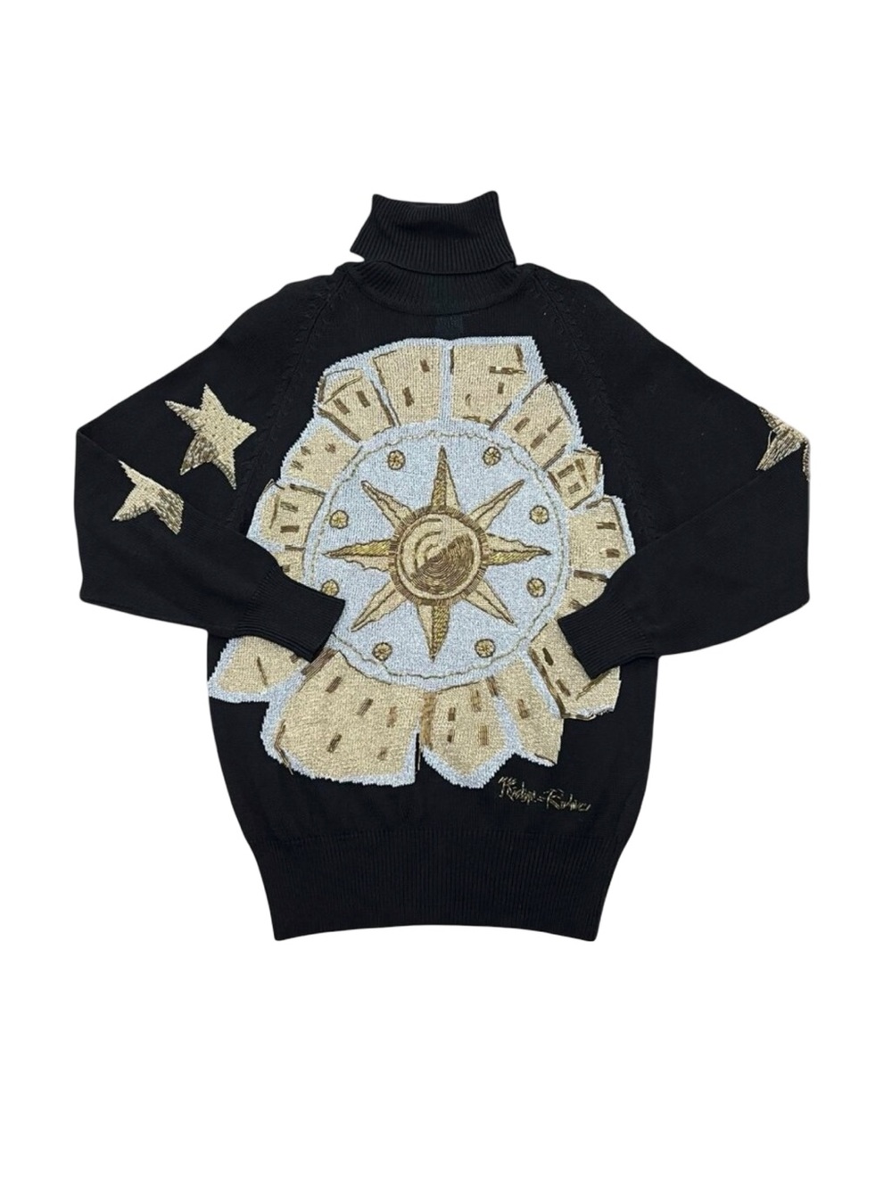 Women’s Vintage Semplice Black & Gold Embellished Sweater Deadstock 1990s